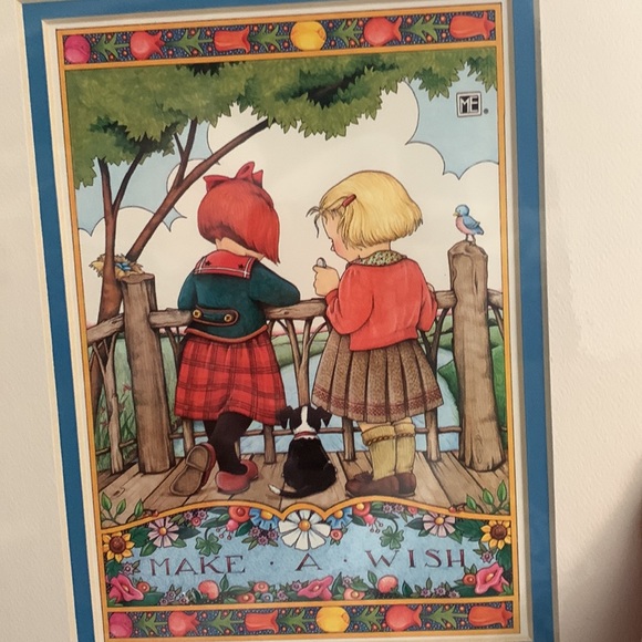 Vintage 1988 Mary Engelbreit 8 x 10 Make A Wish Matted Card Recycled Paper USA - Picture 3 of 3